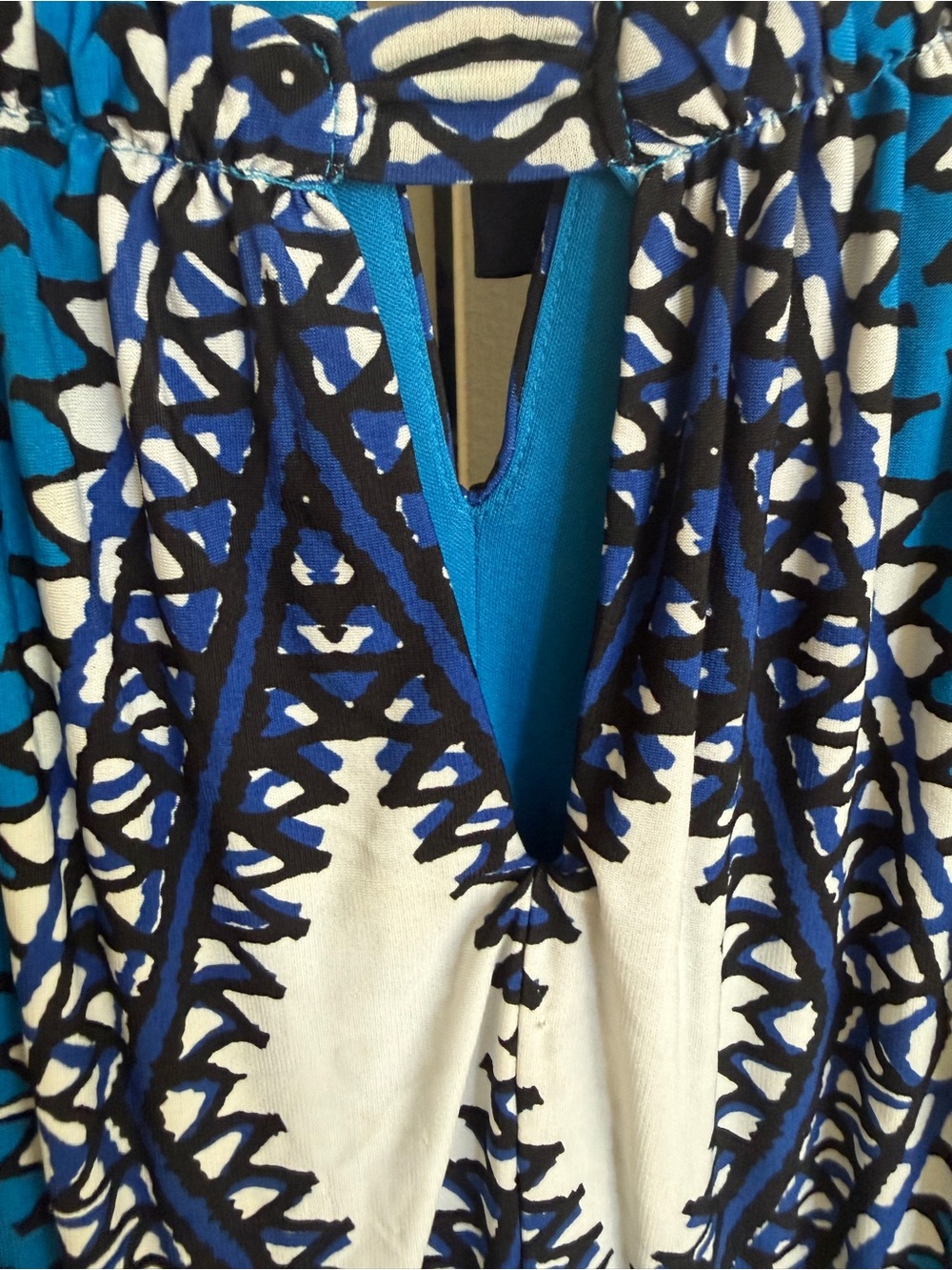 Back-Tie Maxi Dress Size 2X Emma & Michele Geometric Blues - Picture 6 of 13